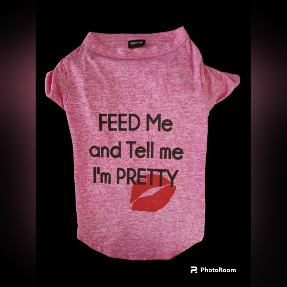 NWT Fab Dog Feed Me pink t-shirt.